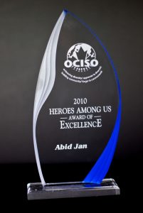 Abid Jan, Abid Ullah Jan, Heooes Among Us, Award, OCICO, Ottawa, Award of Excellenc
